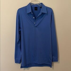 Blue Long Sleeve Polo Shirt with Classic Collar